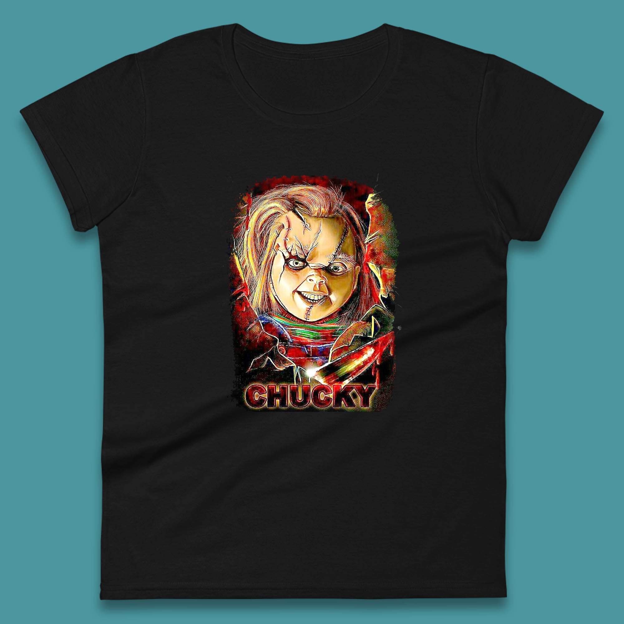 

Chucky Distressed Childs Play Horror Monster Creepy Doll Toy Scary Halloween Scary Movie Character Womens Tee T Shirt Mens Tops Unisex Top 3XL