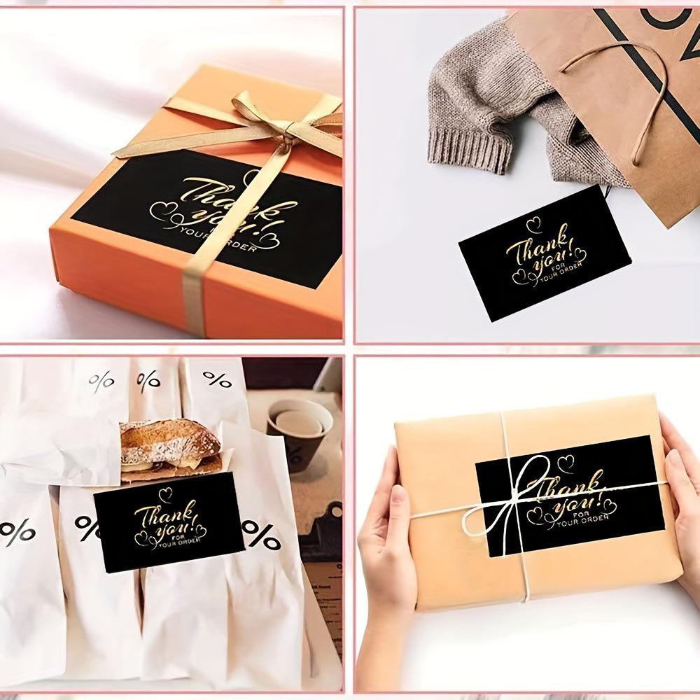 Black Handwritten Thank You Card for Birthday, Wedding, or Party Gift Packaging