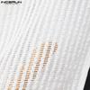 INCERUN Men Lapel Neck Long Sleeve Patchwork Hollow Out Fishnet Tops Mesh Sheer Shirts