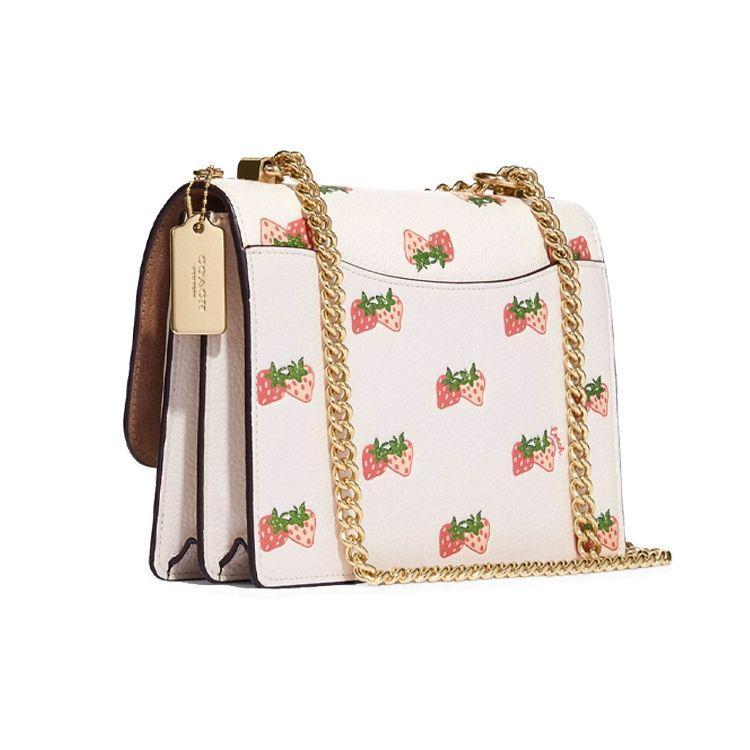 Coach Klare 21 Strawberry Print Chain Shoulder Strap Leather Accordion Bag Women Shoulder Bag CB599-IMCAH