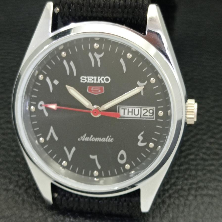 REFURBISHED SEIKO 5 AUTOMATIC 6309A JAPAN MENS ARABIC BLACK DIAL WATCH a427341-2 QRL-a427341