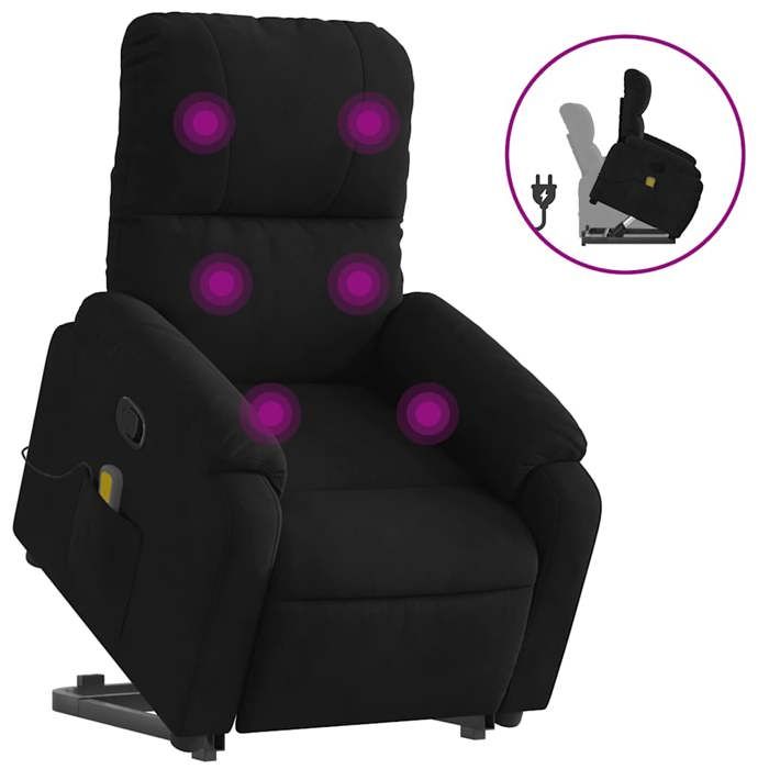 VidaXL Fauteuil inclinable de massage noir tissu microfibre 3204939