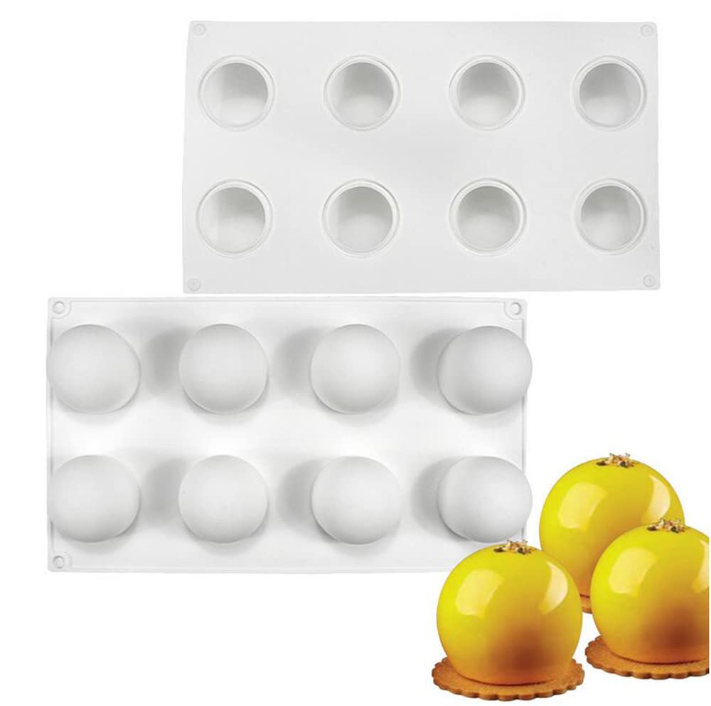 

Silicone Mousse Cake Mold, Bake-Resistant Dessert Mousse DIY Chocolate Soap Candle Mold, 8-Hole Spherical Ball