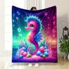 Neon Fantasy Seahorse Blanket Print Blanket Soft and Cozy Perfect for the Living Room Bed Sofa or a Nap,gift