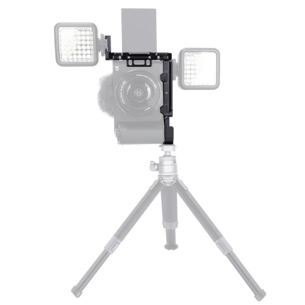 NICEYRIG Kamerakäfig L-Winkel Halbkäfig L-Platte mit Arca Schnellwechselplatte und Abnehmbarem Blitzschuh für Sony ZV-E1 Kamera - 559