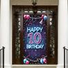 10th Birthday Door Cover Neon Party Decoration Colorful Balloon Gift Banner for Kids Teen Celebration Entrance Boys Girls Photo Booth Backdrop