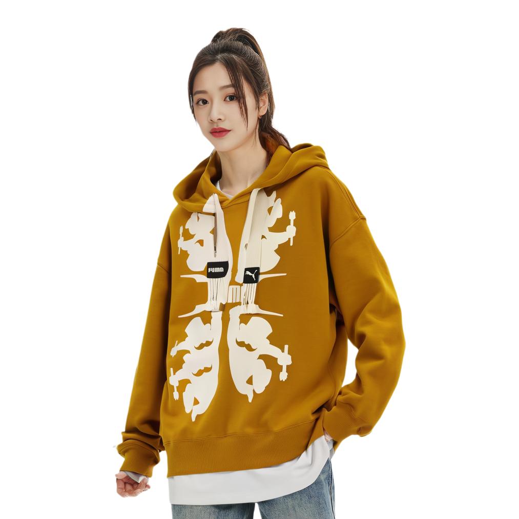 Puma X Staffonly X Monopoly Collaboration Pattern Print Loose Drawstring Hoodie Unisex hoodies Brick-Yellow 539896-84