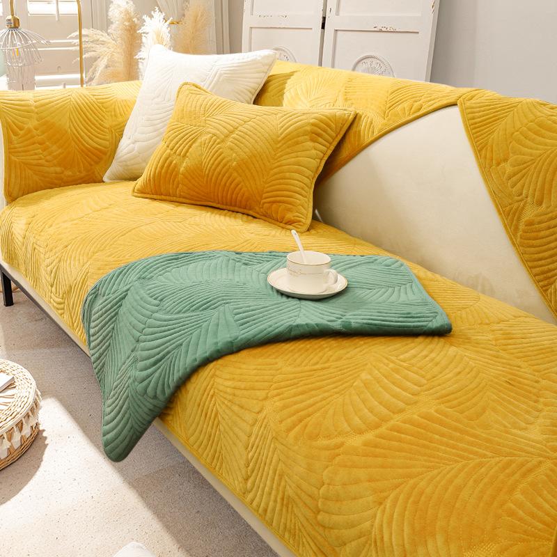 Sofa Cushion Winter Thickened Short Plush Non-Slip Leather Cushion Flannel Winter Style Sets Cover Cloth