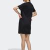 Adidas Solid Color Round Neck Pullover Regular Fit Short Sleeve Dress Women Dress Black EI4705