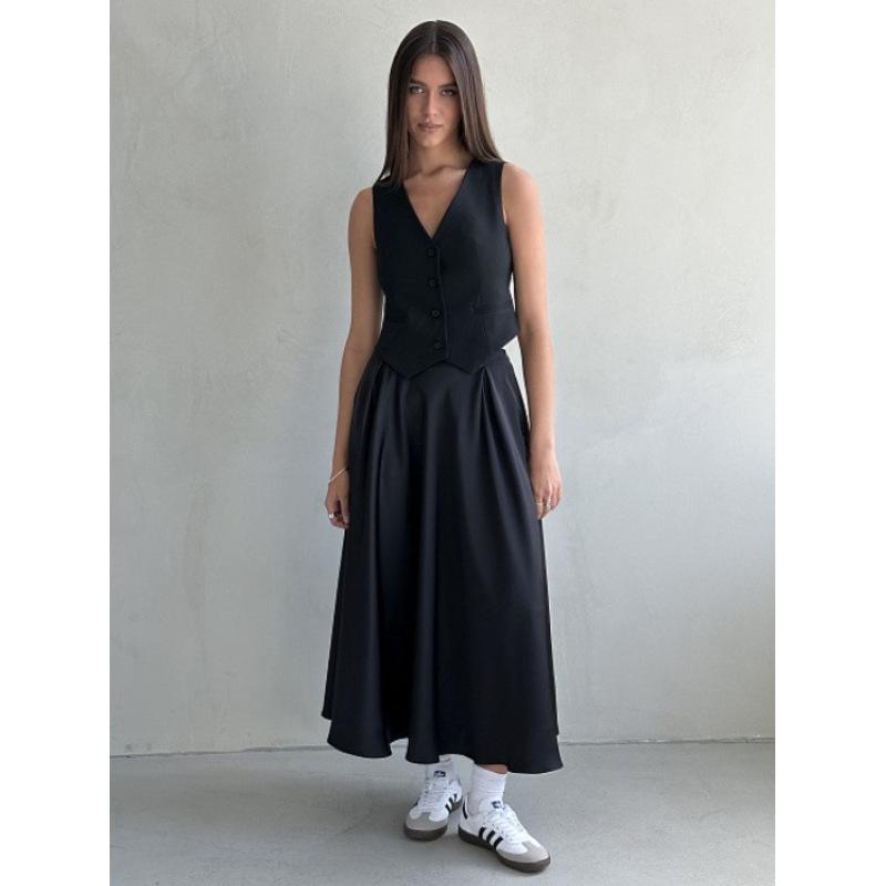 Tooxika Women's Fashionable And Elegant High Waist Versatile Long Satin Skirt