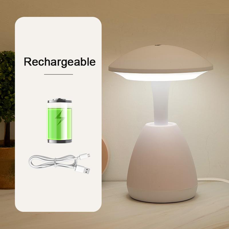 LED Mushroom Small Table Lamp Portable USB Charging Dimmable Flower Bud Lamp Bedroom Bedside Lamp