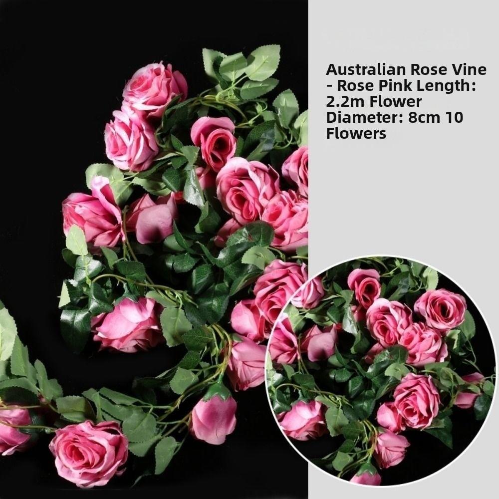 Plastic Silk Artificial Australian Rose Vine 10 Colors 1.8m 54 Heads Hanging Flowers Bud Rattan Wall Decor Rattan