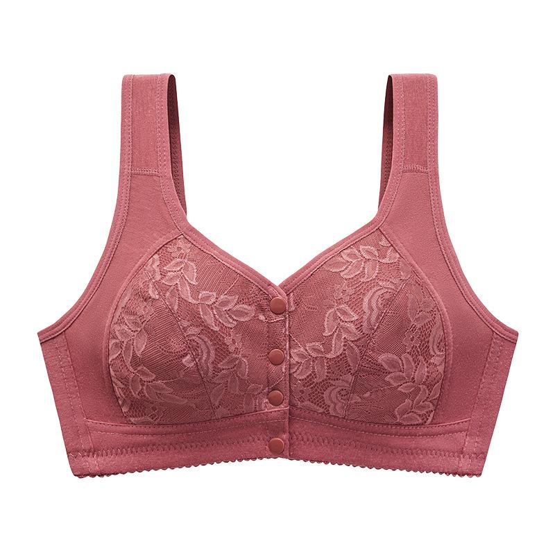 Fashion Middle-aged and Elderly Front Buckle Vest Type Mother Underwear Women's Comfortable Bra Large Size No Steel Ring Bra