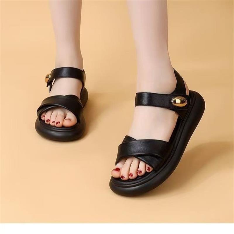 In the Summer of 2025, the New Casual and Versatile Outer Wear Bag Heel Sandals Women's Flat-bottomed Small Fragrant Style with Skirt Two Sandals