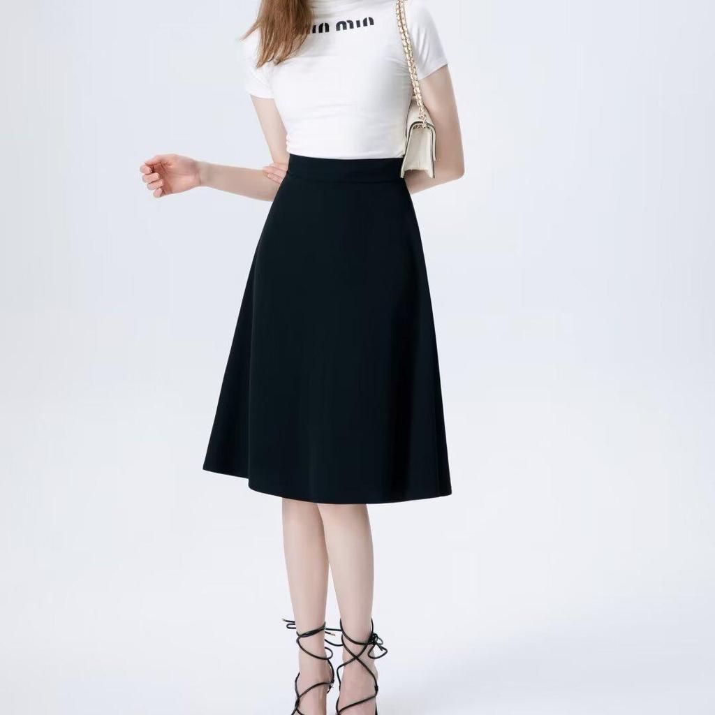 2024 Summer High Waist A-Line Midi Skirt: Ladylike, Slimming & Chic