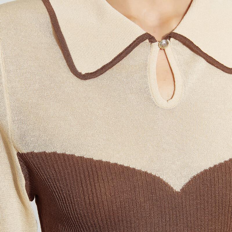 Shetu Women's Lapel Short Sleeve Knit Shirt 2213232