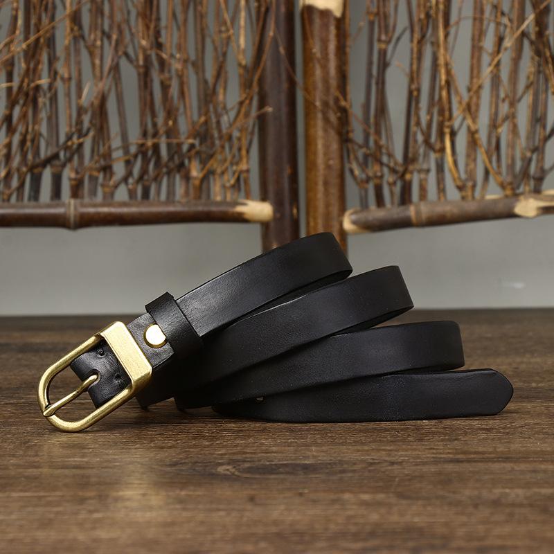 1.8Cm Wide Retro Old Decorative Thin Belt Women'S Genuine Leather Pure Cowhide Fashion Trend Versatile Women'S Narrow Belt