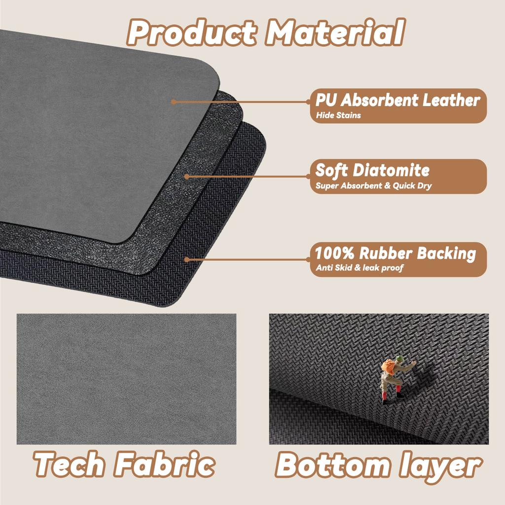 Coffee Machine Mat Waterproof Kitchen Dish Drying Mats Placemat Quick Dry Drain Pad Tableware Non-slip Draining Kitchen Rug