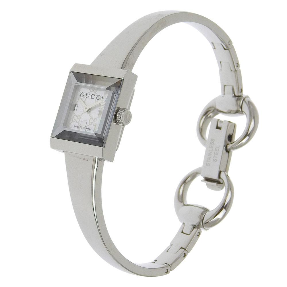 GUCCI G frame Watches YA128.5 White shellDial Stainless Steel Quartz Analog display Women Used