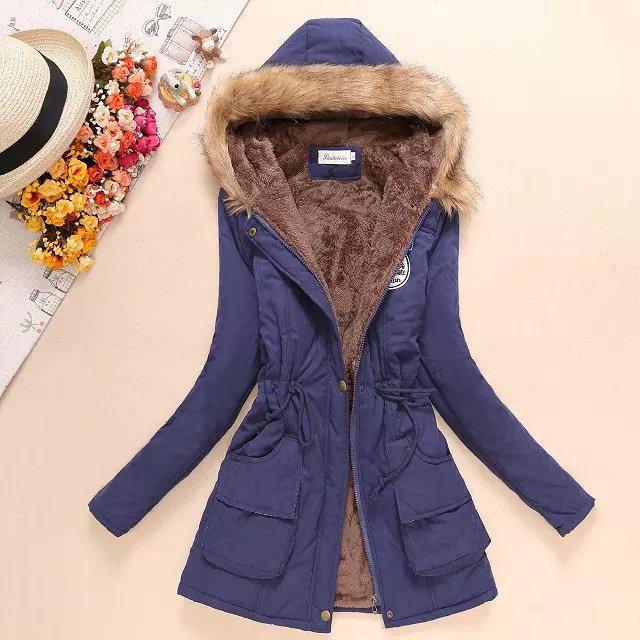 2024 Autumn/Winter Korean Style Slim Waist Hooded Military Cotton Coat for Women
