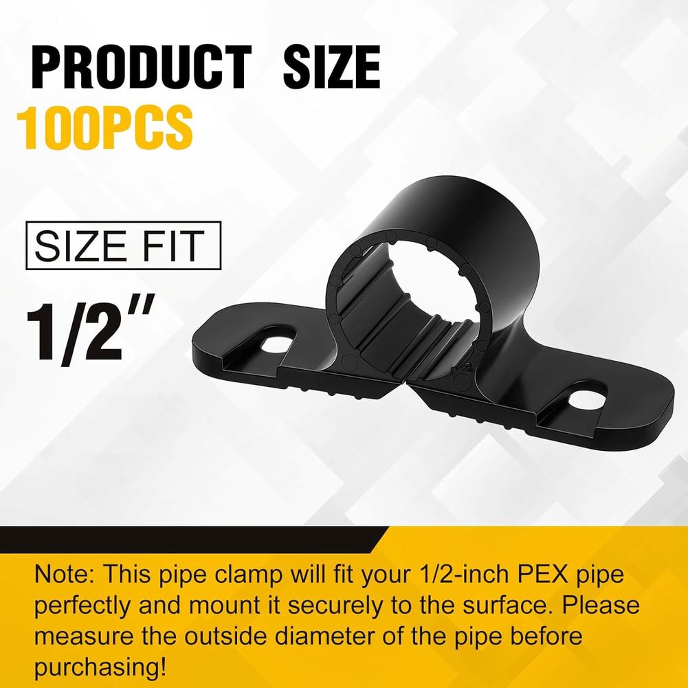 50XHeavy Duty Plastic Pipe Clamp For PEX Copper CPVC Pipe Hanger Support Fits 1/2 Inch And 3/4 Inch Pipes