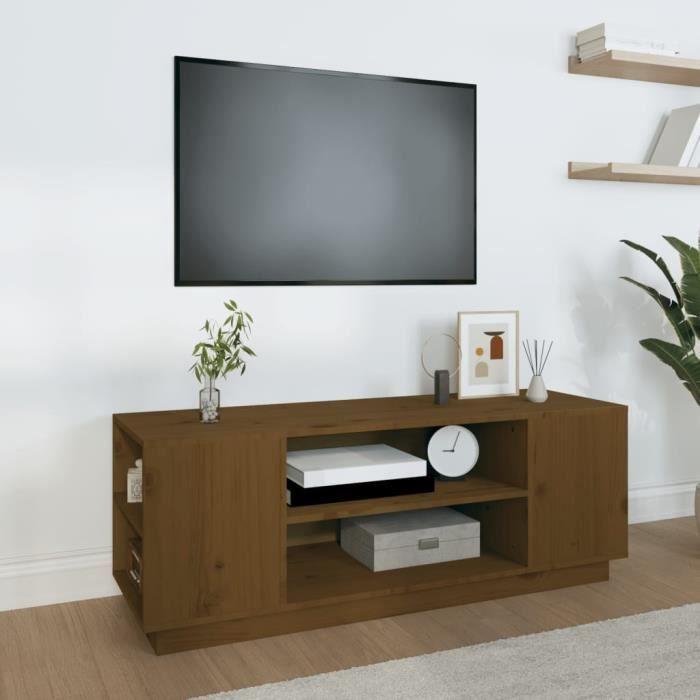 814412 vidaXL TV Cabinet Honey Brown 110x35x40.5 Cm Solid Pine Wood