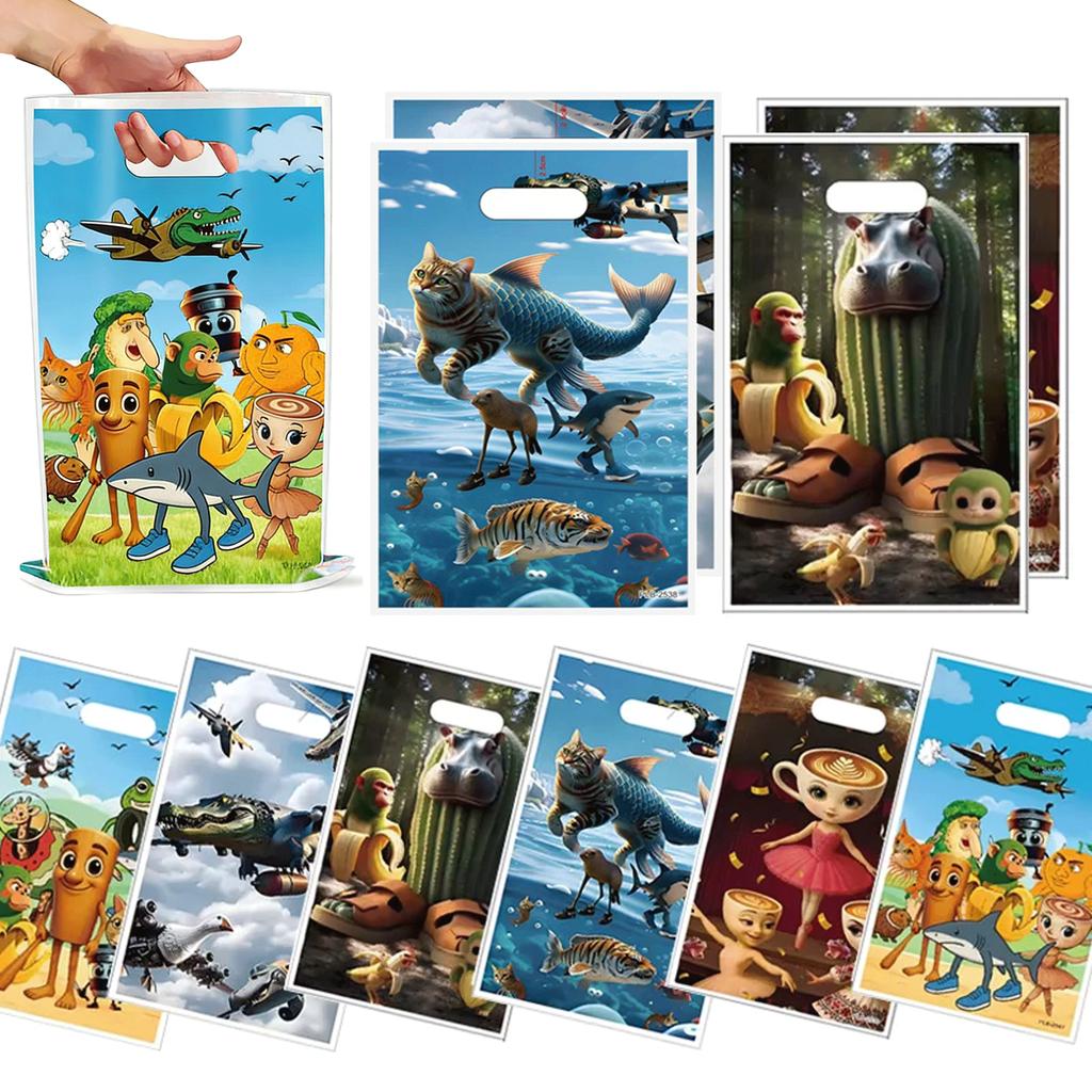30/10Pcs Tung Sahur Tralalo Gift Bag Talian Brainrot Candy Bags Kids Boys Favors Birthday Loot Baby Showe Decoration Kid Friendly Entertaining Fun