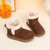 Kids Winter Fashion Boots with Belt Buckle Fleece Lined Warm Cotton Boots for Girls Sheepskin Fur Trendy