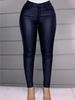 Rose Beauty A Winter Warm Women Pants High Waist Thermal Lined PU Leather Skinny Cropped Trousers