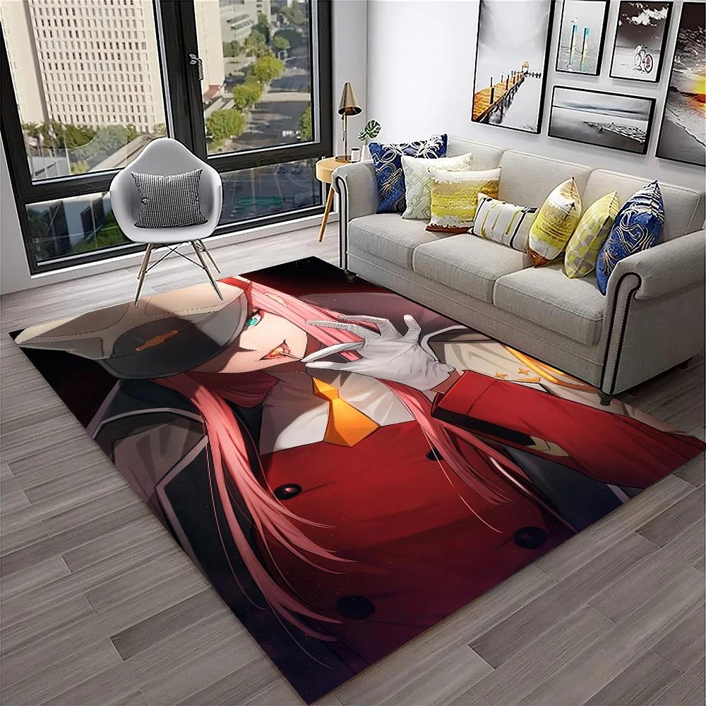 DARLING In The FRANXX Cartoon Zero Two Sexy Girl Carpet Rug for Home Living Room Bedroom Sofa Doormat Decor,Non-slip Floor Mat
