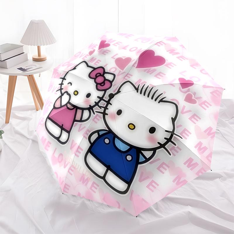 

1pc Hello Kitty Love Me Heart Automatic Opening/Closing Umbrella with Foldable Design, Iron Frame Outdoor Umbrella for Fans, Travelers, Daily Use, Gif