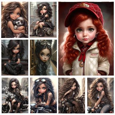 Diamond Cross Embroidery Cartoon Cool Girl 5D DIY Diamond Embroidery Painting Diamond Living Room Bedroom Home Decoration