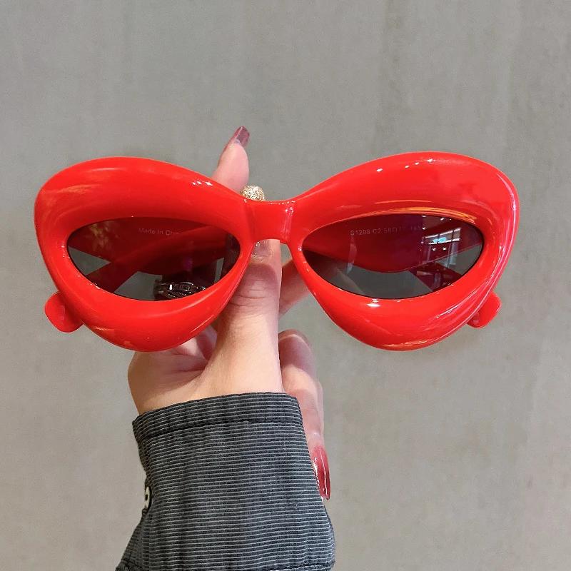 New Funny Sunglasses Women Cat Eye Thick Inflated Frame UV400 Protection Cute Sun Glasses Fashion Brand Design Gafas