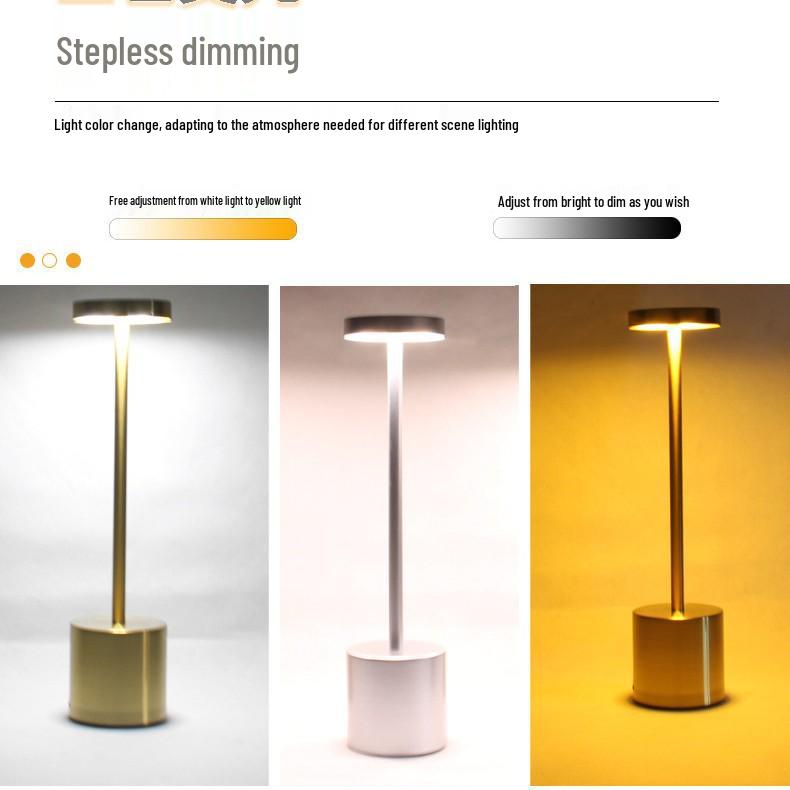 Rechargeable LED Touch Bar Table Lamp: Dimmable Metal I-beam Design for Restaurant and Bar Atmosphere.