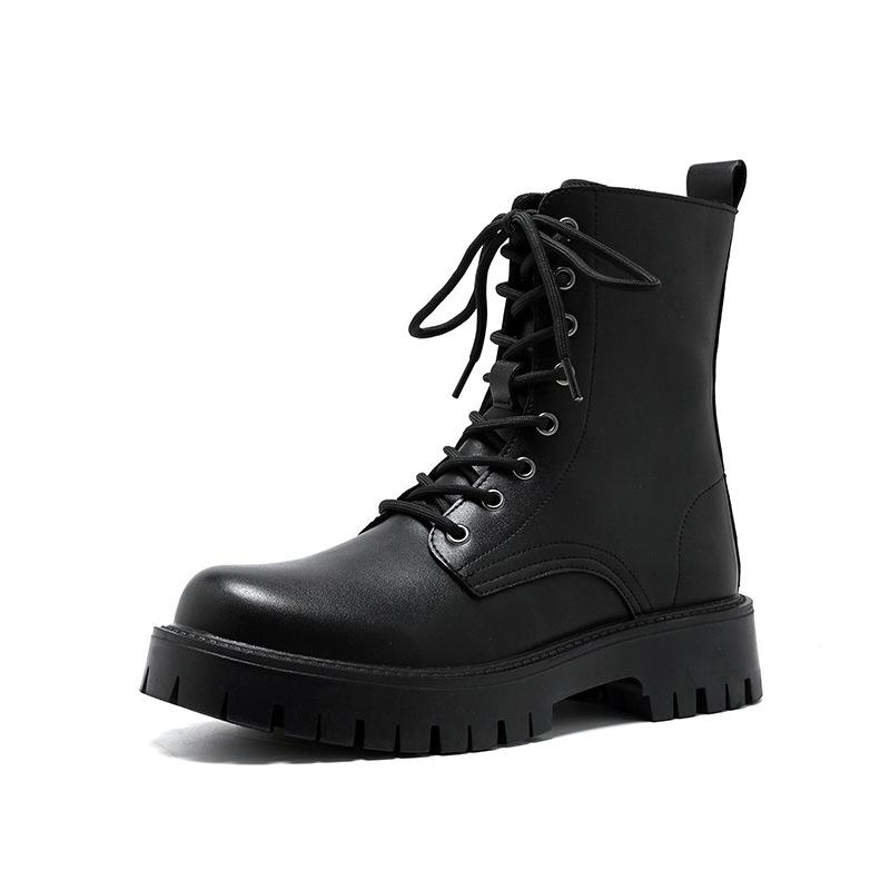 2025 autumn and winter new black high-top medium tube British style tooling round head men's thick-soled Martin boots 96118-M