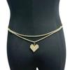 European and American Stylish Double Layer Heart Pendant Waist Chain - Full Diamond Belly Dance Accessory