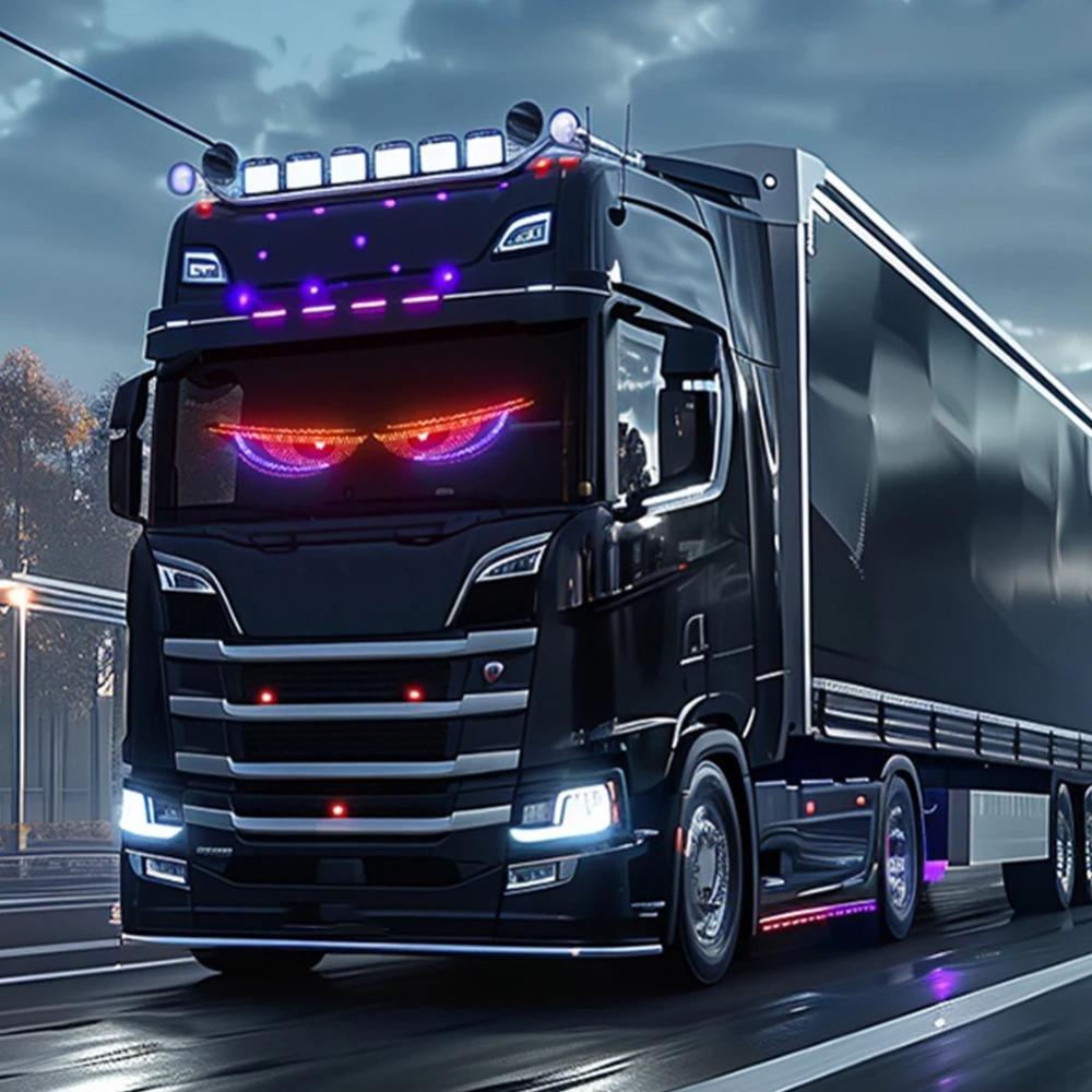 LED Display Truck Devil Eyes Light Multi-Mode LED Windshield Display Pixel Panel Lamp  Car Decor