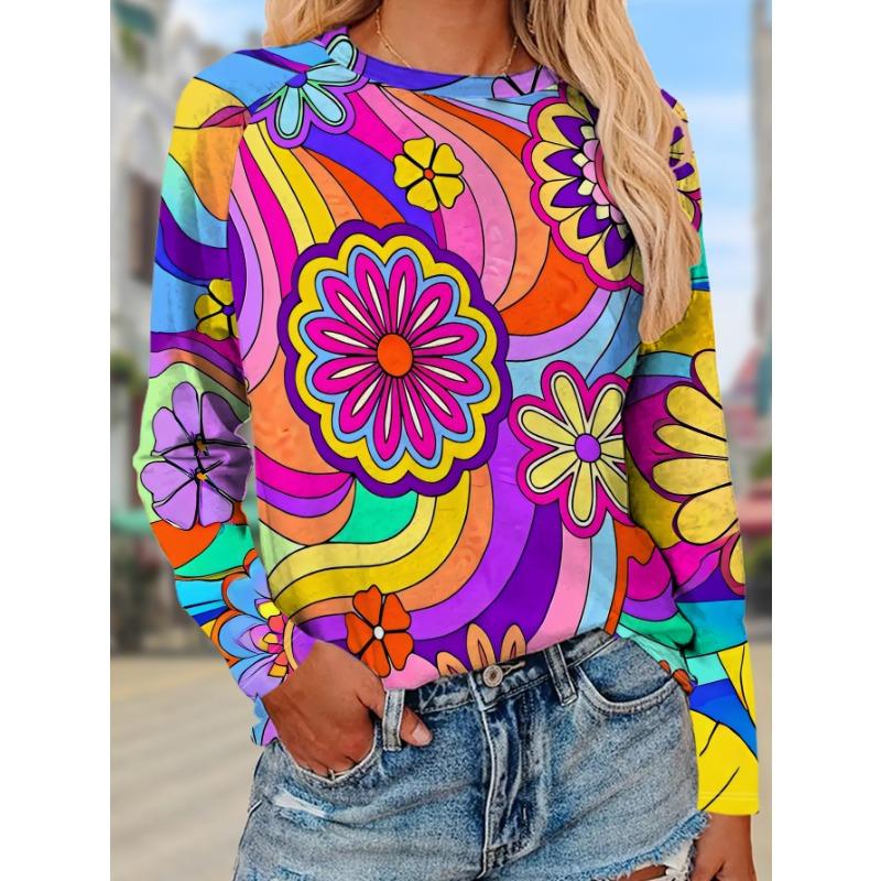 Abstract Watercolor Flower Ladies Tee