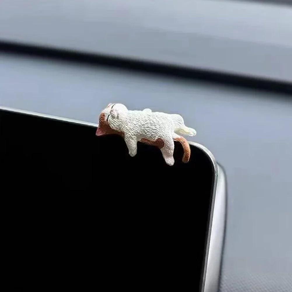 1 Stück Süße Cartoon-Katze Ornament Auto Mittelkonsole Navigator-Bildschirm Schlafende Katze Dekoration Für Display Liegende Katze Tierfigur