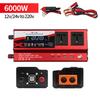 3000W/4000W/6000W Intelligent Display Power Inverter With Light High Power Portable Car Inverter Red Power Converter