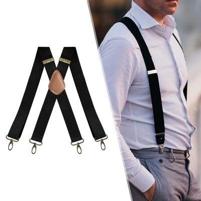 Bretele pentru bărbați cu clipsuri metalice puternice, bretele de 3,5 cm lățime pentru uz greu, elastice reglabile