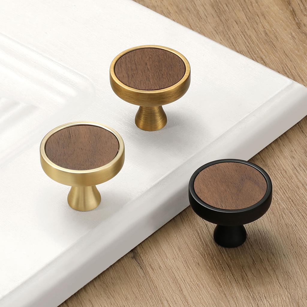 Light Luxury Single-Hole Walnut Cabinet Wardrobe Door Handles Drawer Knobs Shoe Cabinet Wooden Door Pull