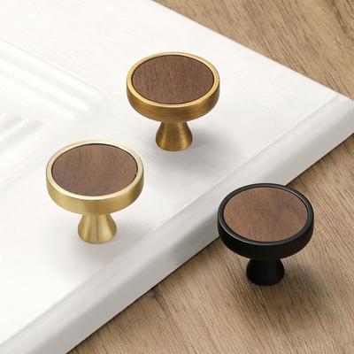 Light Luxury Single-Hole Walnut Cabinet Wardrobe Door Handles Drawer Knobs Shoe Cabinet Wooden Door Pull