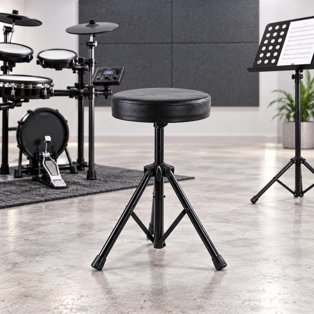 Adjustable Drum Stool Supportive with Padded Seat Stable for Drummers, Artists, Drumming