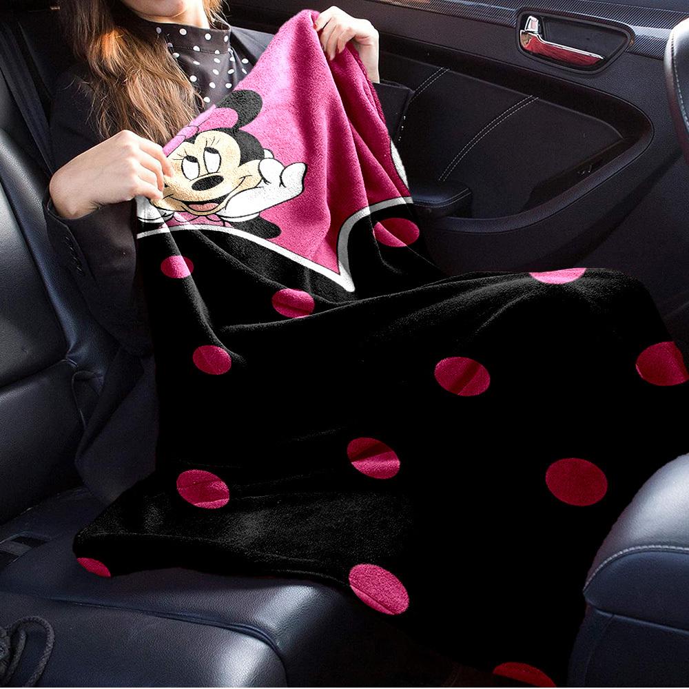 1pc Velvet Pink Polka Dot Minnie Mouse Bedding Throw Blanket Sofa Cover Gift Home Decoration 3D