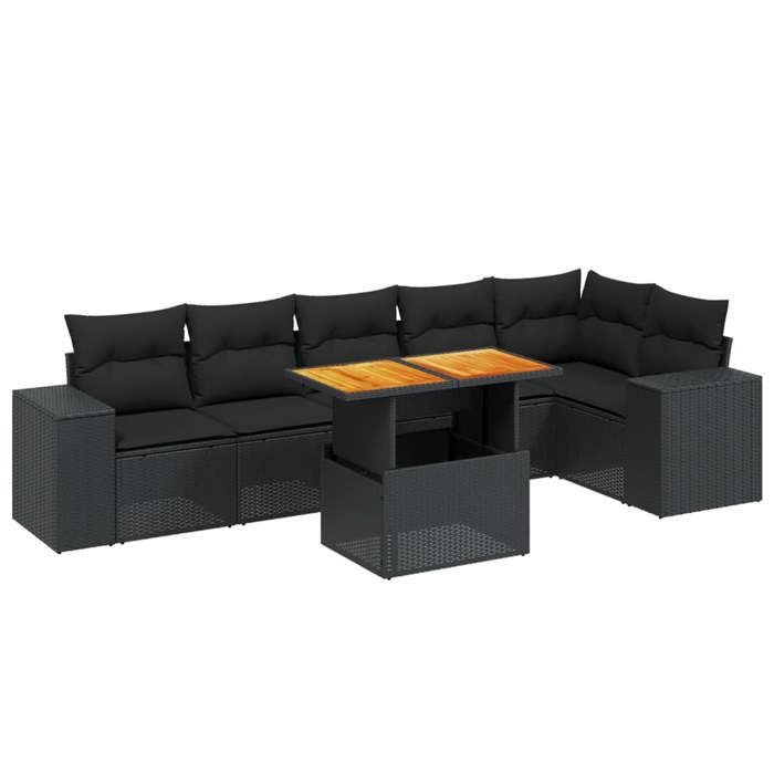 VidaXL Garden Lounge Set with Cushions 7 Pcs, Patio Sofas, Patio Furniture Set, Outdoor Furniture, Black 3272644