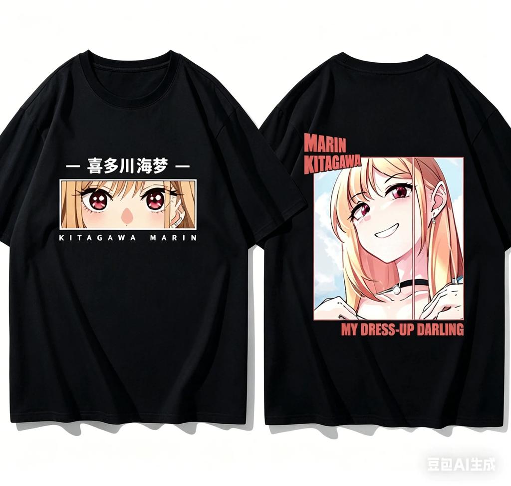 Stylish Casual White My Dress-Up Darling Marin Kitagawa Cosplay Anime Print Cotton Short-Sleeve T-Shirt