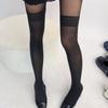 Women Faux Thigh High Socks Pantyhose Japanese Jacquard Patchwork Sheer Thin Stockings Mock Suspender Tights Hosiery