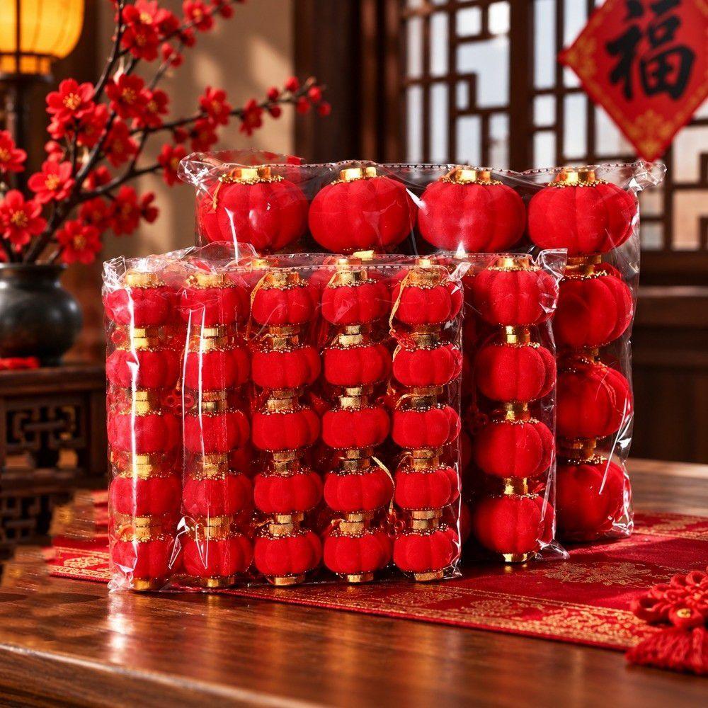 Mini Flocked Red Lanterns Red Flocking Flocking Festive Lantern Wedding