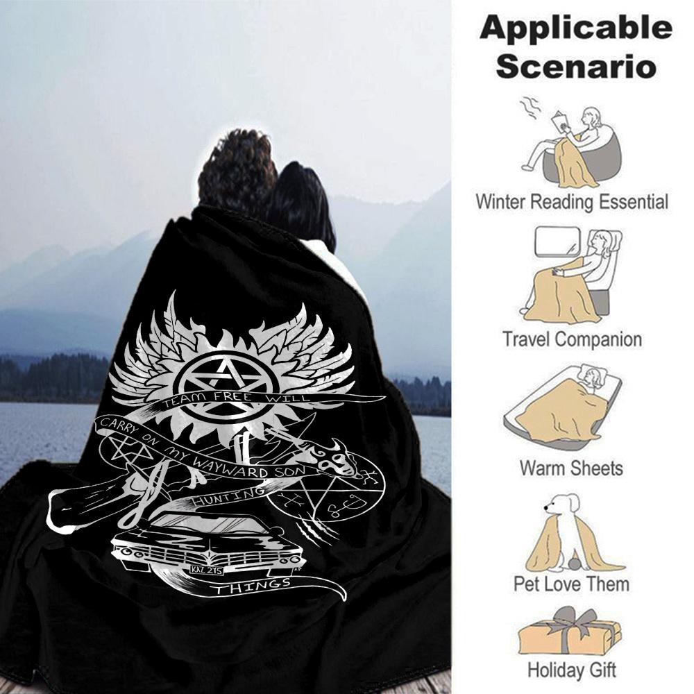 1pc Team Free Will Hunting Things Soft Flannel All Season Throw for Home, Office, Outdoor UseDurable Comfort Soft Warm Throw for Home